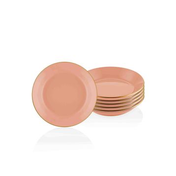 The Mia Basic 6'lı Set Somon Pembe 20 cm Yemek Tabağı
