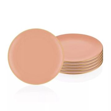The Mia Basic 6'lı Set Somon Pembe 26 cm Servis Tabağı
