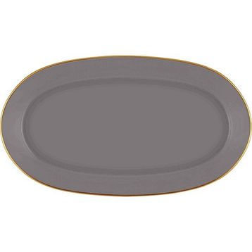 The Mia Basic Oval Servis Gri 29 cm 2'li Set