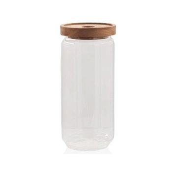 The Mia CAM0315 Ahşap Kapaklı Büyük Boy 1000 ML 10 Adet Cam Saklama Kabı