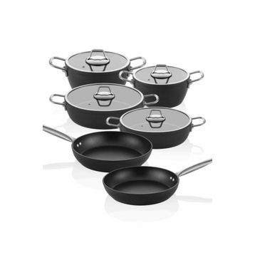 The Mia La Mia Cucina Siyah 10 Parça Tencere ve Tava Seti
