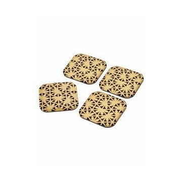 The Mia Leaf Gold 4'lü Bardak Altlığı