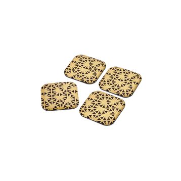 The Mia Leaf Gold 4'lü Bardak Altlığı