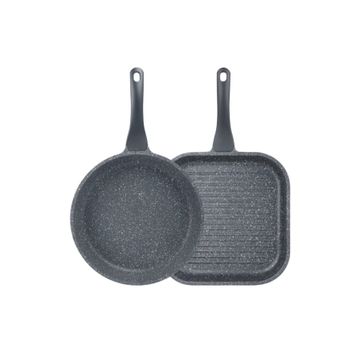Thermoad 20-28 cm Döküm Granit Izgara Gril Tava Set