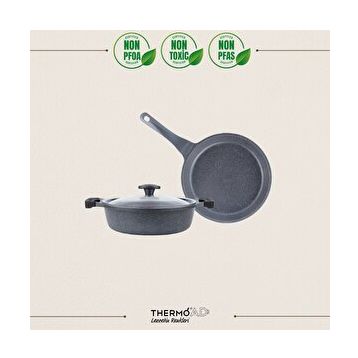 Thermoad Graneu Gri 3 Parça Tencere Seti