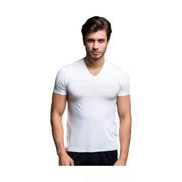 Thermoform Bambu Beyaz Erkek V Yaka T-shirt
