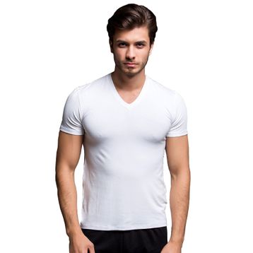 Thermoform Bambu Beyaz Erkek V Yaka T-shirt