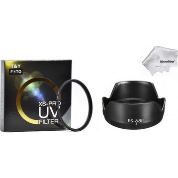 Tianya Canon Ef 50Mm F1.8 STM Lens için 49mm Slim Uv Filtre + Es-68 Bayonet Parasoley