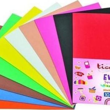 Ticon A4 10'lu Karışık Renk Yapışkanlı Eva