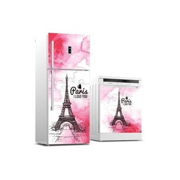 Tilki Dünyası 0028 Paris Desenli Buzdolabı Stickerı