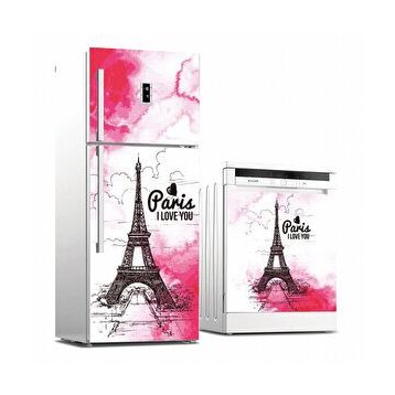 Tilki Dünyası 0028 Paris Desenli Buzdolabı Stickerı