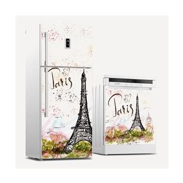 Tilki Dünyası 0030 Paris Desenli Buzdolabı Stickerı