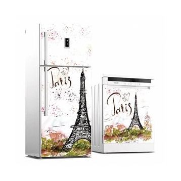 Tilki Dünyası 0030 Paris Desenli Buzdolabı Stickerı