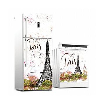 Tilki Dünyası 0030 Paris Desenli Buzdolabı Stickerı