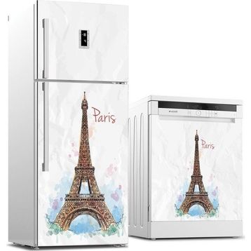 Tilki Dünyası 0031 Paris Desenli Buzdolabı Stickerı