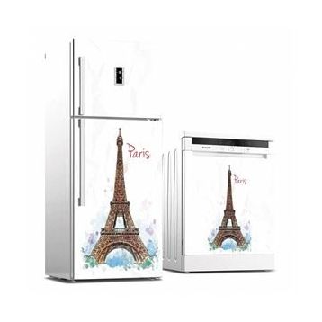 Tilki Dünyası 0031 Paris Desenli Buzdolabı Stickerı