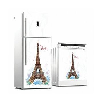 Tilki Dünyası 0031 Paris Desenli Buzdolabı Stickerı