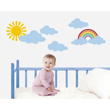 Tilki Dünyası 2291 Gökkuşağı Güneş Ve Bulutlar Bebek Çocuk Odası Duvar Sticker