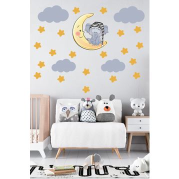 Tilki Dünyası Dekoratif Bulutlar Bebek ve Çocuk Odası Duvar Sticker