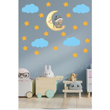 Tilki Dünyası Dekoratif Bulutlar Bebek ve Çocuk Odası Duvar Sticker