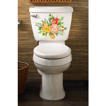 Tilki Dünyası Renkli Çiçekler Klozet Kapağı ve Banyo Sticker