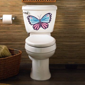 Tilki Dünyası Renkli Şirin Kelebek Klozet Kapağı ve Banyo Sticker