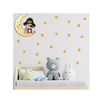 Tilki Dünyası S0117 ST Ay Üzerinde Korsan Maymun Duvar Sticker