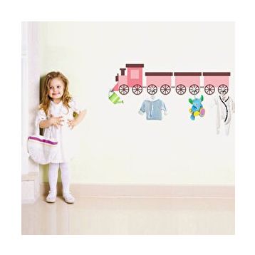 Tilki Dünyası TILKI-74073 Pembe Tren Askılık Duvar Sticker