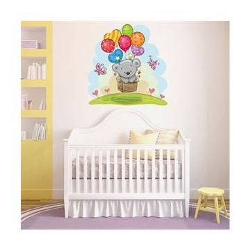 Tilki Dünyası TILKI-74818 Sevimli Ayıcık ve Balonlar Konsept Çocuk Odası Duvar Sticker