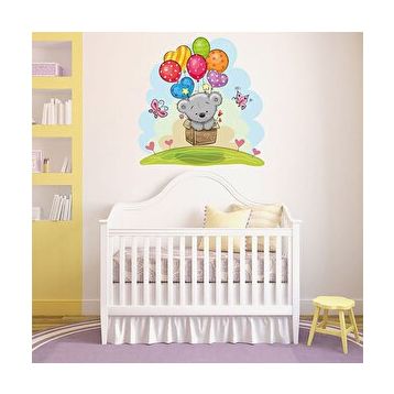 Tilki Dünyası TILKI-74818 Sevimli Ayıcık ve Balonlar Konsept Çocuk Odası Duvar Sticker