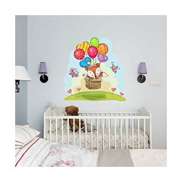 Tilki Dünyası TILKI-74819 Sevimli Tilki ve Balonlar Konsept Çocuk Odası Duvar Sticker