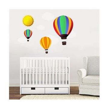 Tilki Dünyası TILKI-74930 Uçan Balon Bulut ve Güneş Bebek ve Çocuk Odası Duvar Sticker