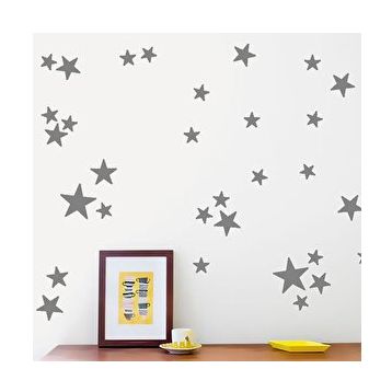 Tilki Dünyası TILKI-76012 66 Adet Koyu Gri Yıldızlar Çocuk ve Bebek Odası Duvar Sticker