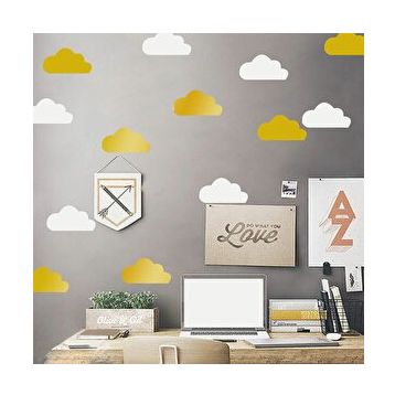 Tilki Dünyası TILKI-76018 20 Adet Beyaz 20 Adet Altın Set Bebek ve Çocuk Odası Duvar Sticker