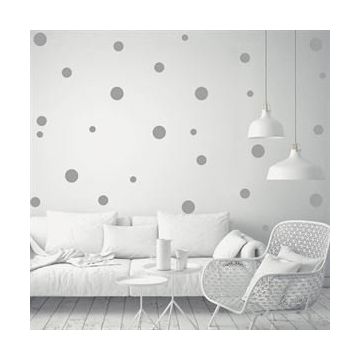 Tilki Dünyası TILKI-76024 108 Adet Gümüş Renk Puantiyeler Bebek ve Çocuk Odası Duvar Sticker