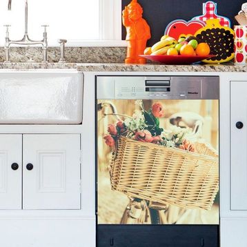 Tilki Dünyası Tusador Çiçekler Bisiklette Bulaşık Makinesi Kapak Stickerı