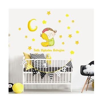 Tilki Dünyası Uyuyan Prenses Ay ve Yıldız Bebek ve Çocuk Odası Duvar Stickerı