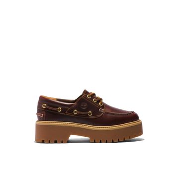 Timberland Stone Street 3 Eye TB0A2QDMD571 Rootbeer Kahverengi Deri Kadın Tekne Ayakkabısı