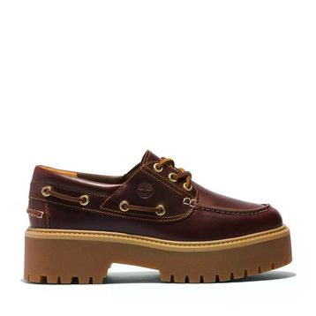 Timberland Stone Street 3 Eye TB0A2QDMD571 Rootbeer Kahverengi Deri Kadın Tekne Ayakkabısı