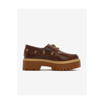 Timberland Stone Street 3 Eye TB0A2QDMD571 Rootbeer Kahverengi Deri Kadın Tekne Ayakkabısı
