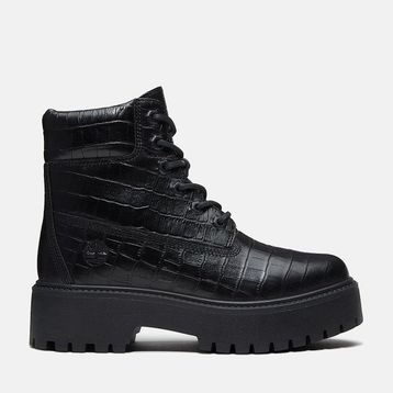 Timberland Stone Street 6 Inch Lace Up TB0A5THXW021 Black Full Grain Siyah Deri Kadın Bot