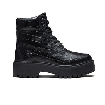 Timberland Stone Street 6 Inch Lace Up TB0A5THXW021 Black Full Grain Siyah Deri Kadın Bot