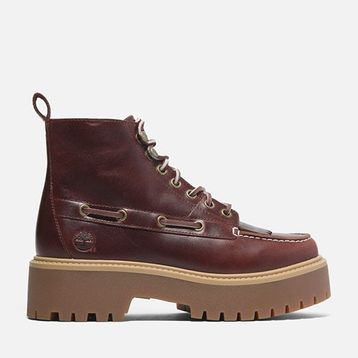 Timberland Stone Street Mid Lace Up TB0A27YZEIW1 Burgundy Bordo Deri Kadın Bot