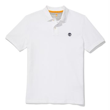 Timberland TB0A26N41001 Pique Short Sleeve Pol Bisiklet Yaka Beyaz Erkek T-Shirt
