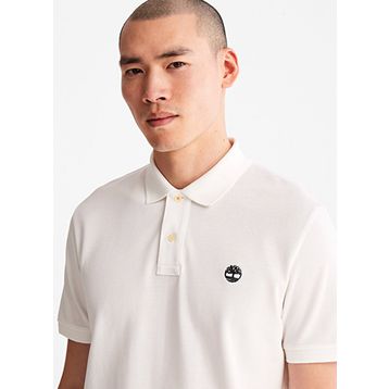Timberland TB0A26N41001 Pique Short Sleeve Pol Bisiklet Yaka Beyaz Erkek T-Shirt