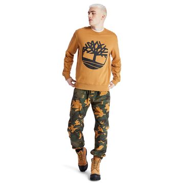 Timberland TB0A2BJ8P571 YC Core Tree Logo O Yaka Regular Fit Baskılı Sarı Erkek Sweatshirt