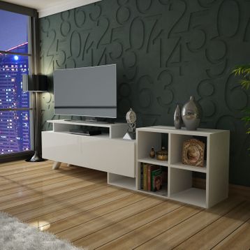 Timpan Mini Parlak Beyaz TV Ünitesi