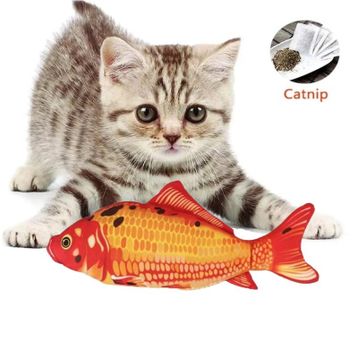 Tineke Kırmızı Peluş Balık Kedi Nanesi Otlu Çıngıraklı Oyuncak