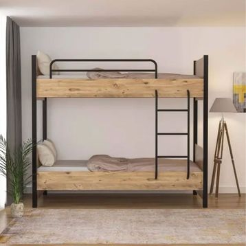 Tino Furniture 90x190 Berlin Çift Katlı Metal Ayaklı Genç Odası Çocuk Odası Ranza