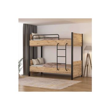 Tino Furniture 90x190 Berlin Çift Katlı Metal Ayaklı Genç Odası Çocuk Odası Ranza